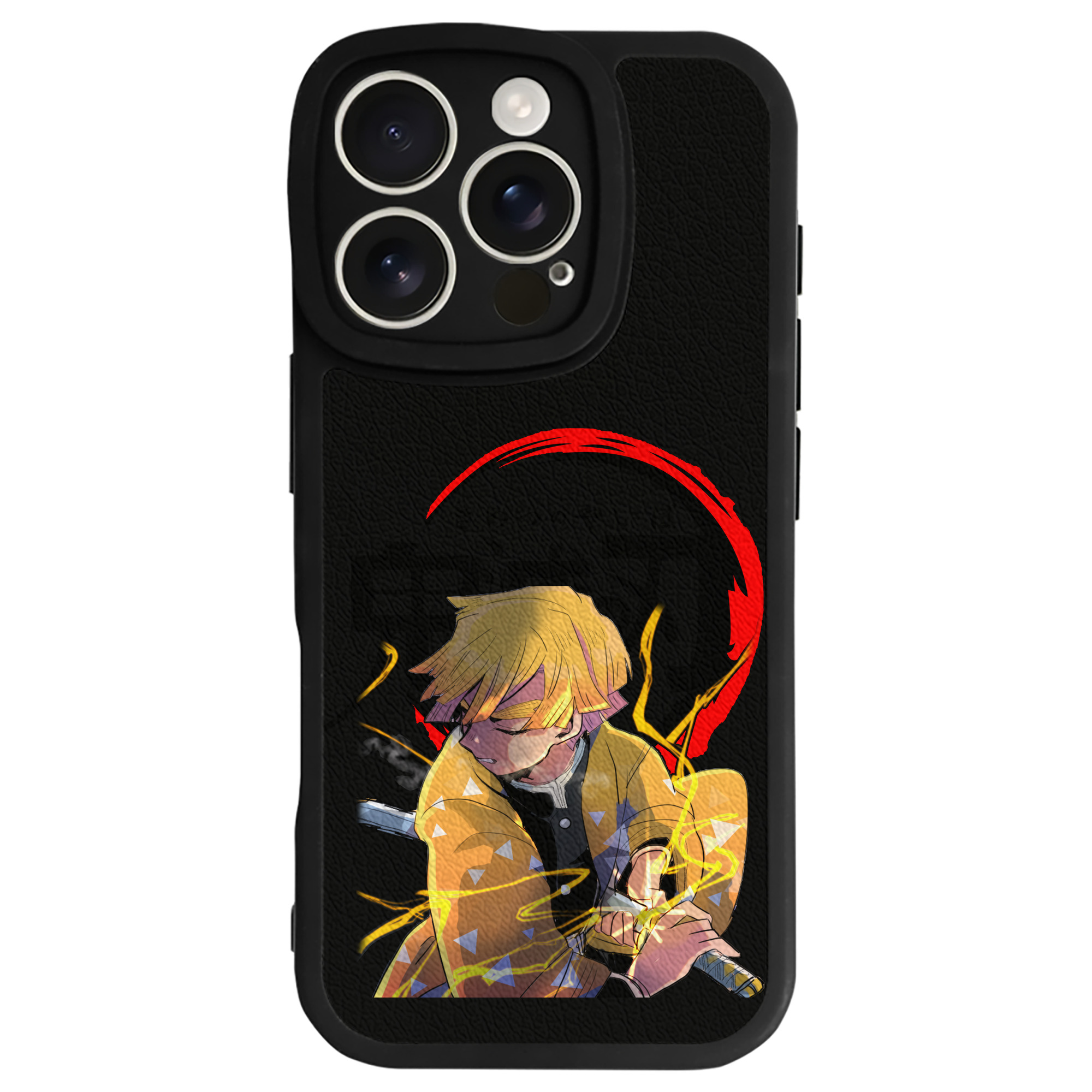 （画像用） 鬼滅の刃（きめつのやいば）我妻 善逸／あがつま ぜんいつ Agatsuma Zenitsu 【iPhone 16シリーズ対応】シリコンスマホケース（レザー調） 材質：シリコン